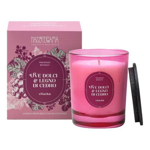 Nasoterapia Uve Dolci e Legno di Cedro, Candela Profumata 180g, Fragranza Dolce e Legnosa Nasoterapia Uve Dolci e Legno di Cedro, Candela Profumata 180g, Fragranza Dolce e Legnosa