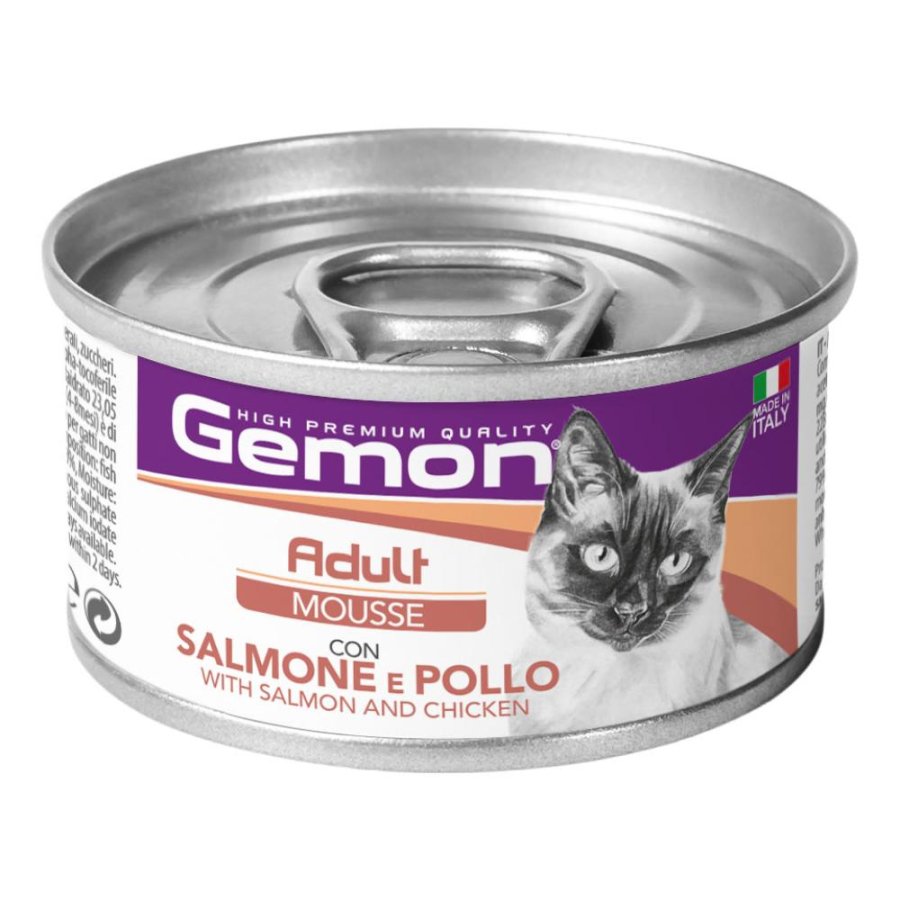 Gemon Adult Mousse con Salmone e Pollo per Gatti Adulti, 85 g Gemon Adult Mousse con Salmone e Pollo per Gatti Adulti, 85 g
