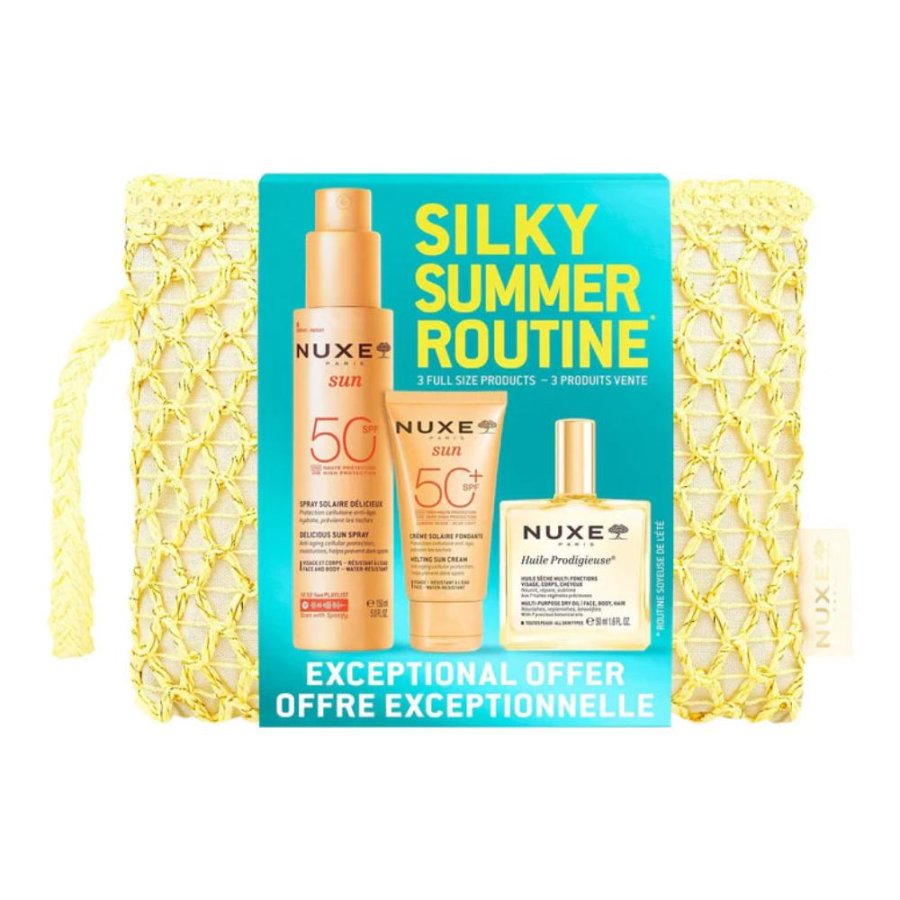 Nuxe Silky Summer Routine SPF50+ Kit Protezione Solare Completa, 3 pezzi