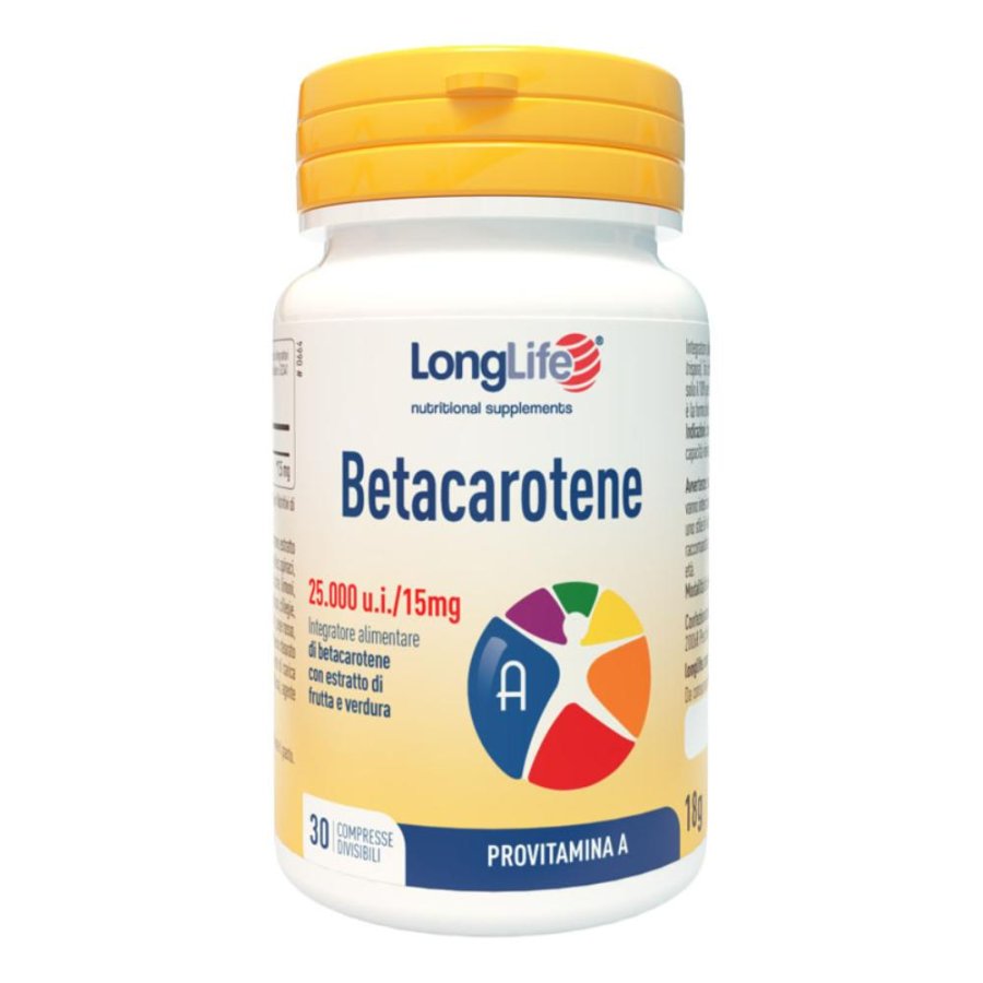 LongLife Betacarotene 25.000, 30 compresse LongLife Betacarotene 25.000, 30 compresse