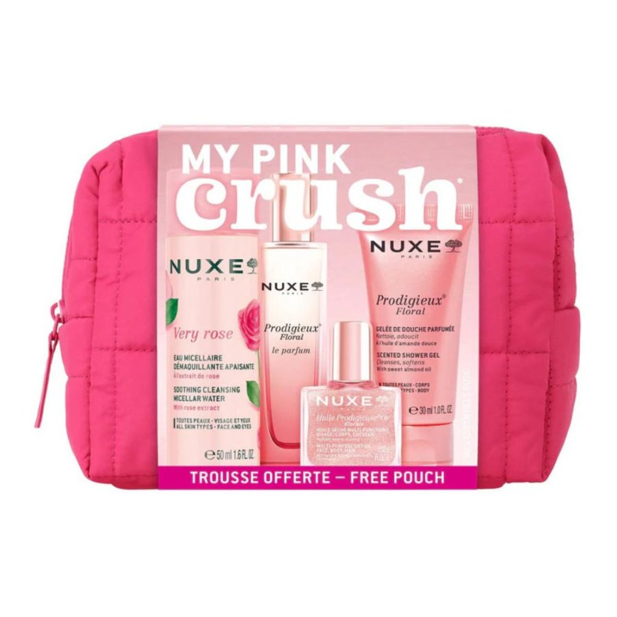 Nuxe Trousse Prodigieux Florale Trousse Skincare da Viaggio Viso Corpo Capelli, 4 Pezzi