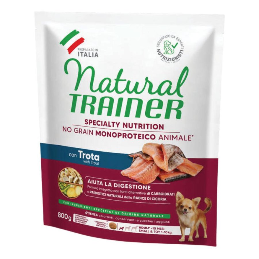 TRAINER NATURAL CANE SENSITIVE NO GRAIN SMALL/TOY ADULT TROTA PATATE 800GR