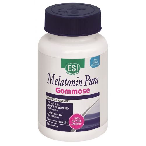 Esi - Melatonin Pura Gommose A Base Di Melatonina, Vitamina B5, B6 E B12 E Ashwagandha, Facilita L'addormentamento E Allevia Il Jet-Lag, Senza Glutine E Vegan, 60 Caramelle-image
