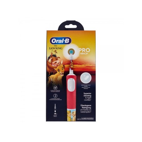 Oral-B Pro Kids König der Löwen - Spazzolino elettrico per bambini dai 3 anni in su, con modalità Sensitiv+ per la cura dei denti, setole extra morbide, 1 testina di ricambio, 4 adesivi-image