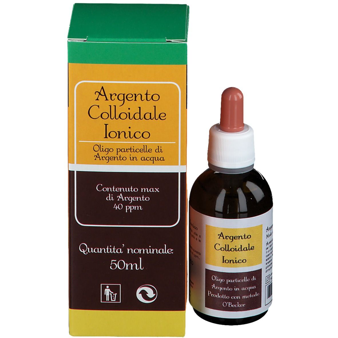 Argento Colloidale Ionico 40ppm Certificato Spray Con Contagocce + Erogatore Naso + Erogatore Gola + Erogatore Pelle-image