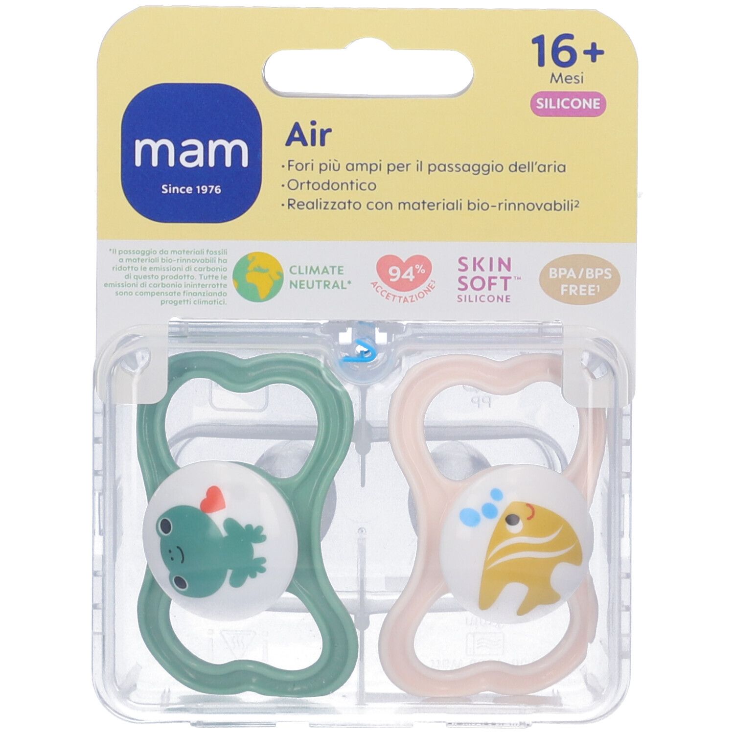Mam Succhietto Air 16+ Mesi Animal In Silicone Neutro, 2 Pezzi-image