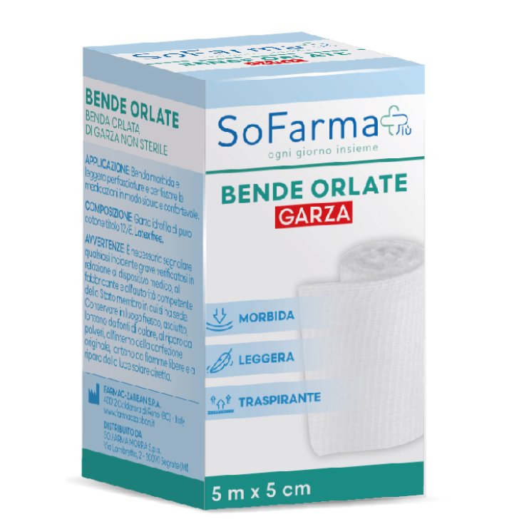 Sofarmapiù Benda Orlata 500x5 - Benda Morbida e Leggera per Fasciature e Medicazioni