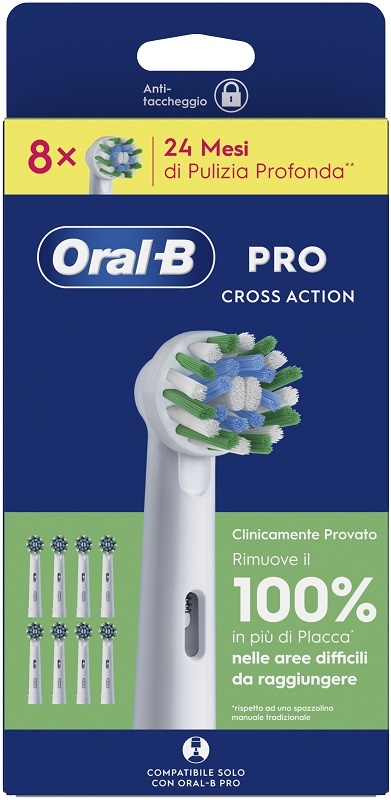Oral-B Pro Cross Action Testine di Ricambio per Spazzolino Elettrico, 8 Pezzi