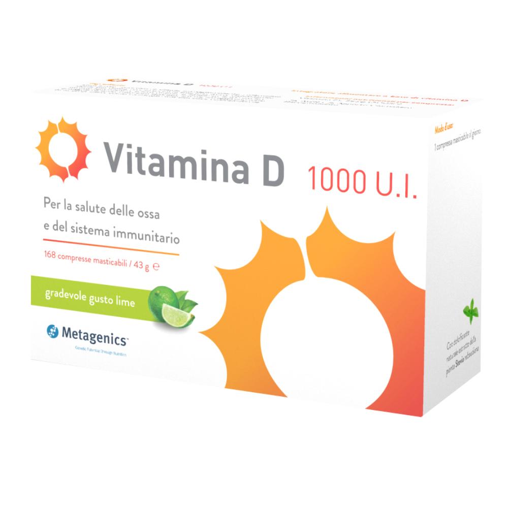 Vitamina D 1000 U.I. - Integratore Sistema Immunitario - Per la Salute delle Ossa - 168 Compresse Masticabili-image