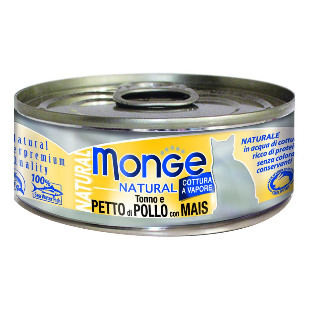 Monge Natural Tonno e Petto di Pollo con Mais, 80 g