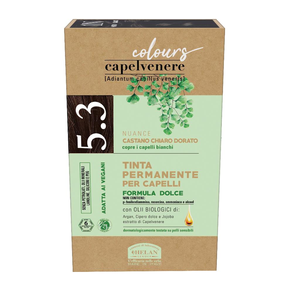 Helan, Capelvenere Colours, Tinta per Capelli Naturale Permanente Formula Dolce 5.3N Castano Chiaro Dorato Colore Capelli Kit Facile Uso Inodore Ottima Copertura Tinta Capelli senza Ammoniaca e Alcool-image