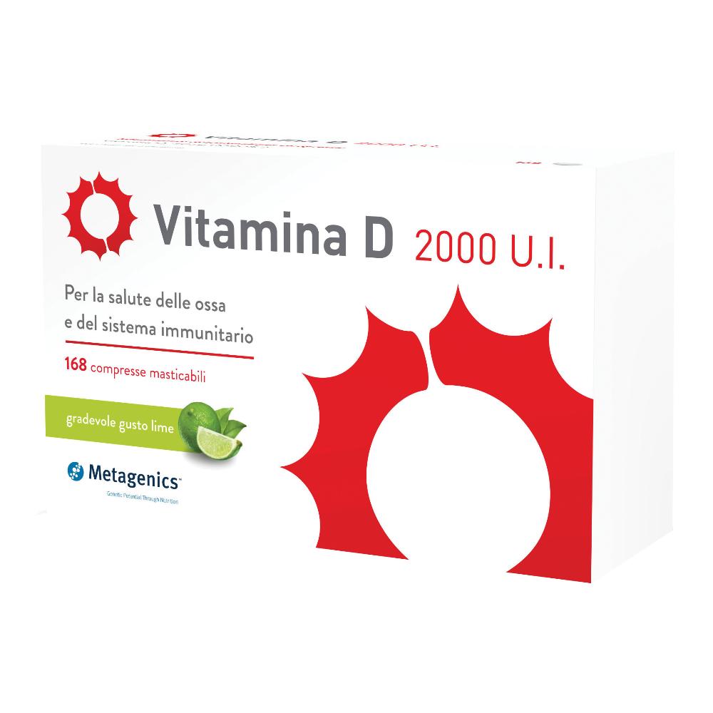 Metagenics Vitamina D 2000 U.I. - Integratore Sistema Immunitario - Per la Salute delle Ossa - 168 Compresse Masticabile-image