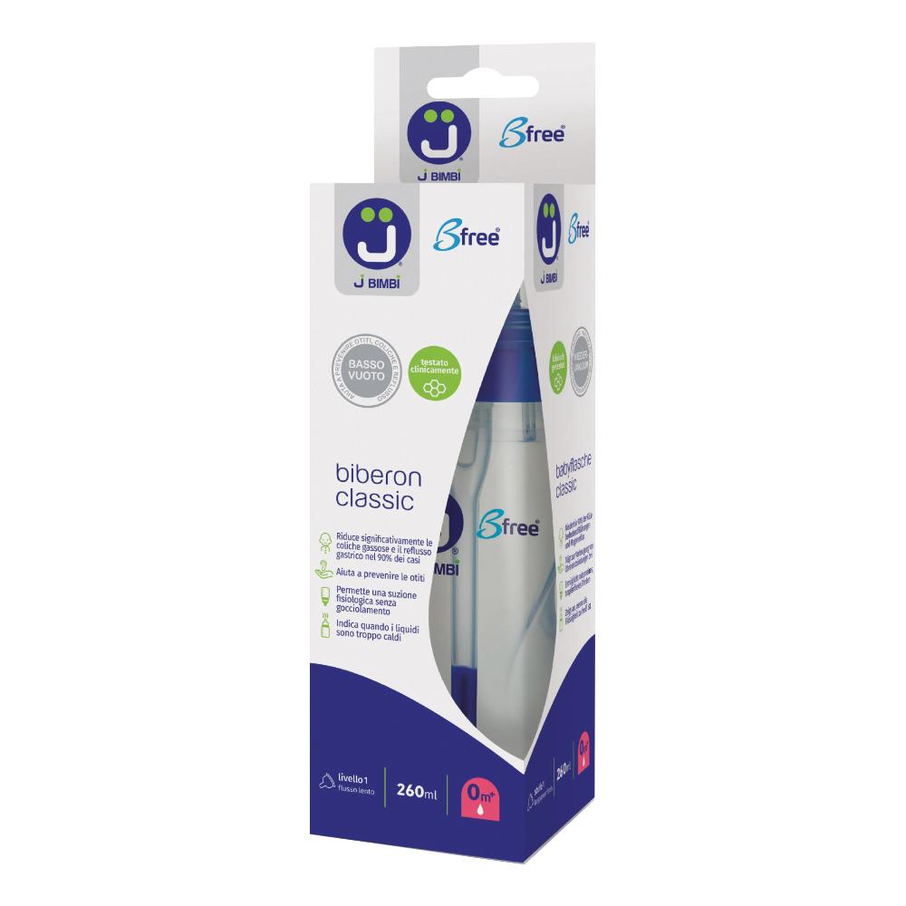J Bimbi B Free Classic 260 Ml Biberon In Pp Con Canula Anticoliche E Tettarella In Silicone-image