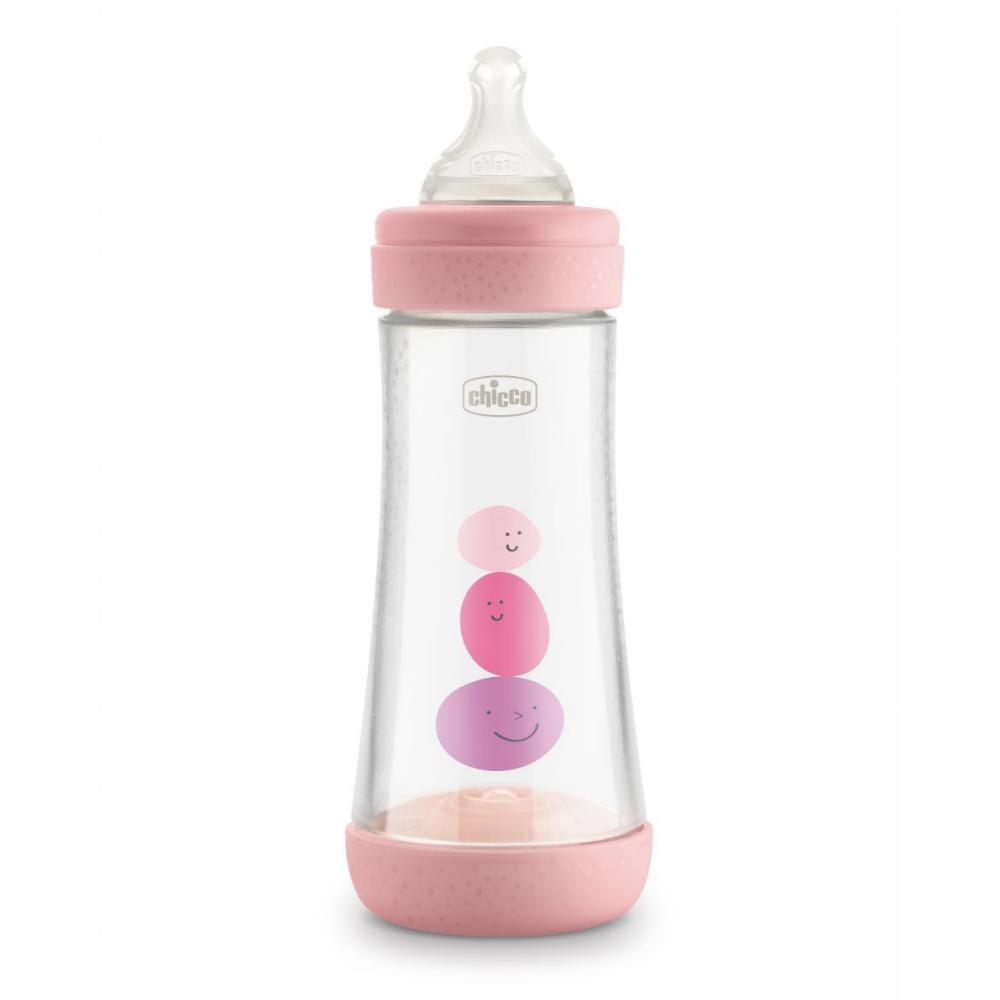 Chicco Biberoneron Perfect 5 3Fori Flusso Veloce Silicone Girl Rosa 300 Ml